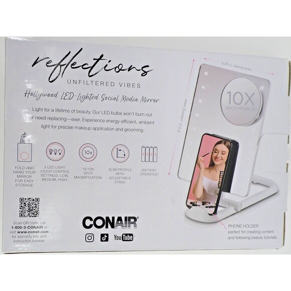 Conair Hollywood 10X LED-Lighted Social Media Mirror Unfiltered Vibes New in Box - Picture 2 of 7